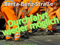 Vollsperrung Berta-Benz-Strasse aufgehoben