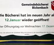Winterpause bei der Bücherei
