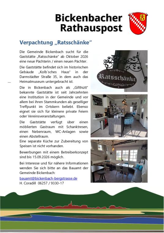 Verpachtung Ratsschänke