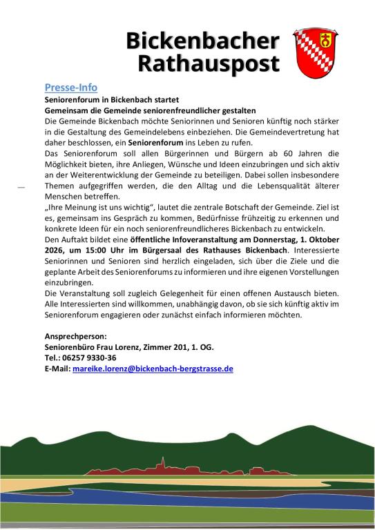 Seniorenforum in Bickenbach startet